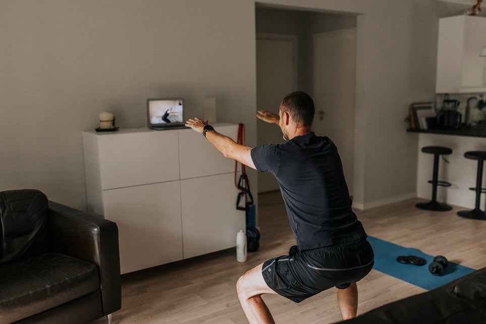 Man doing at home workout