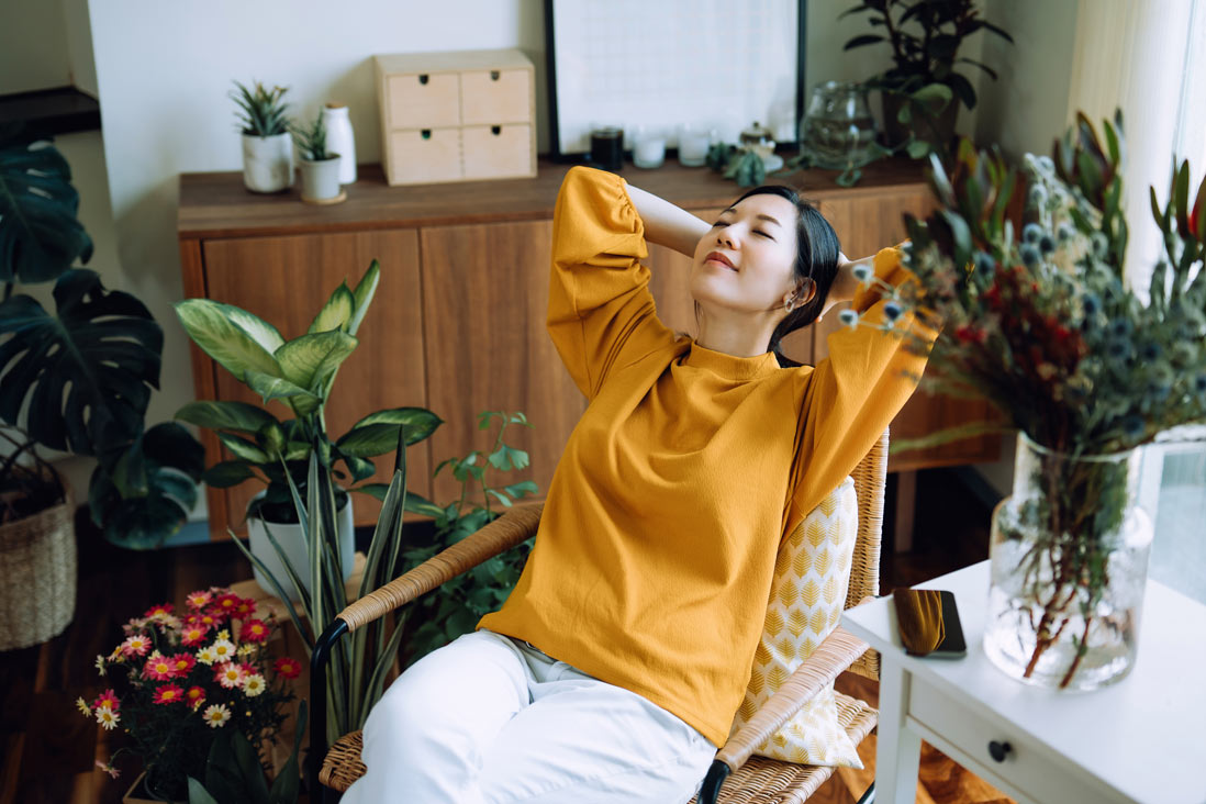 Woman relaxing at home